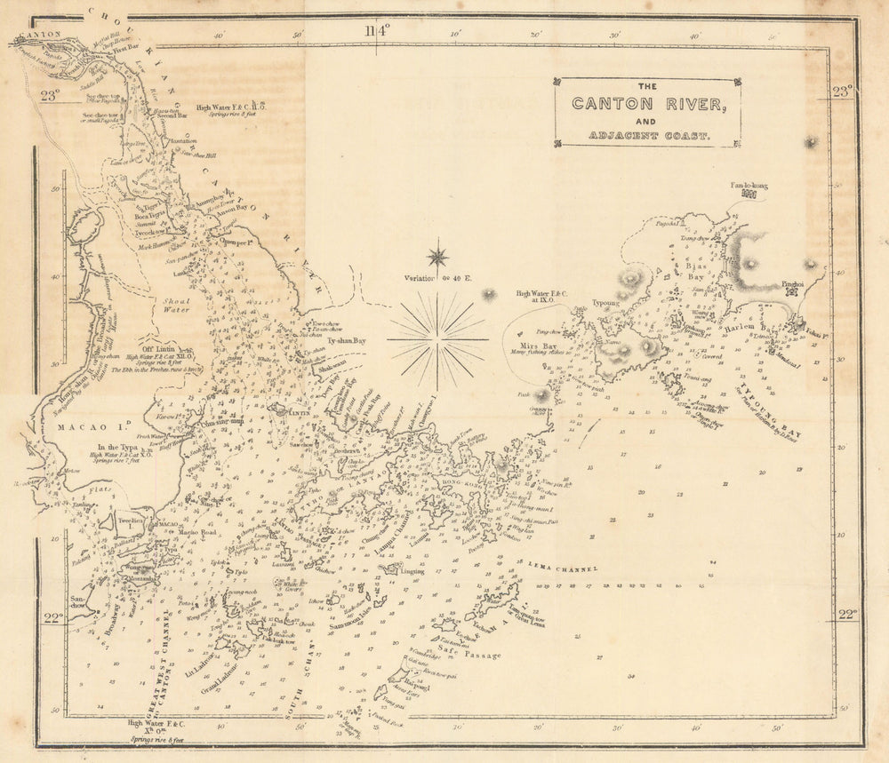 The first map of British Hong Kong "The Canton River & Adjacent Coast"—July 1841