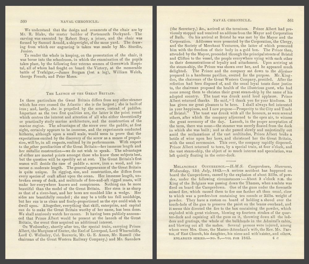 The Launch of SS Great Britain at Bristol news report — Nautical Magazine 1843