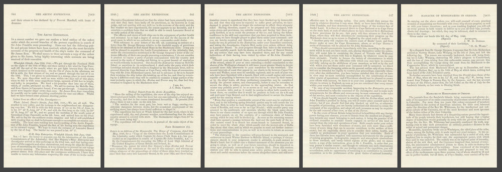 Search for John Franklin's lost Arctic Expedition news reports—Nautical Mag 1848