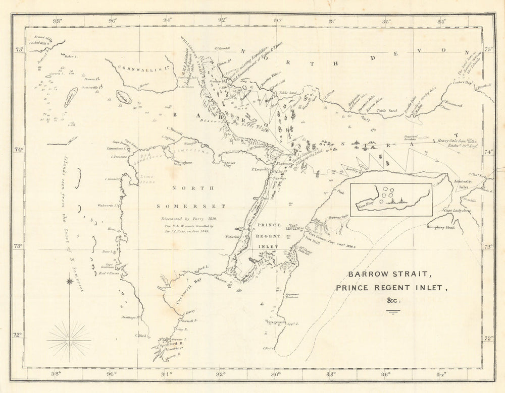 Barrow Strait, Prince Regent Inlet — British Franklin Search Expedition 1850 map