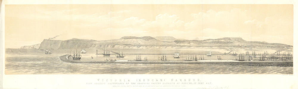 Proposed Victoria Refuge Harbour at Redcar, Tees Bay. William Alex. Brooks 1851