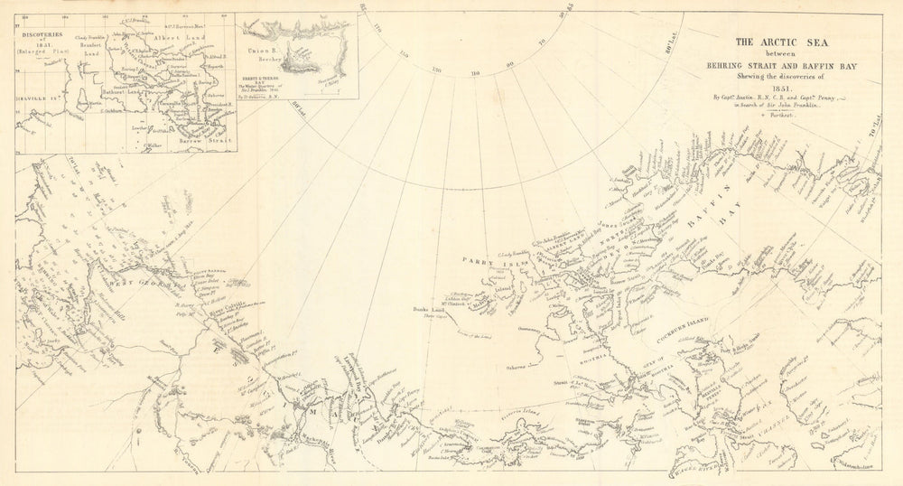 The Arctic Sea — British Naval Franklin Search Expedition —Austin/Penny 1851 map