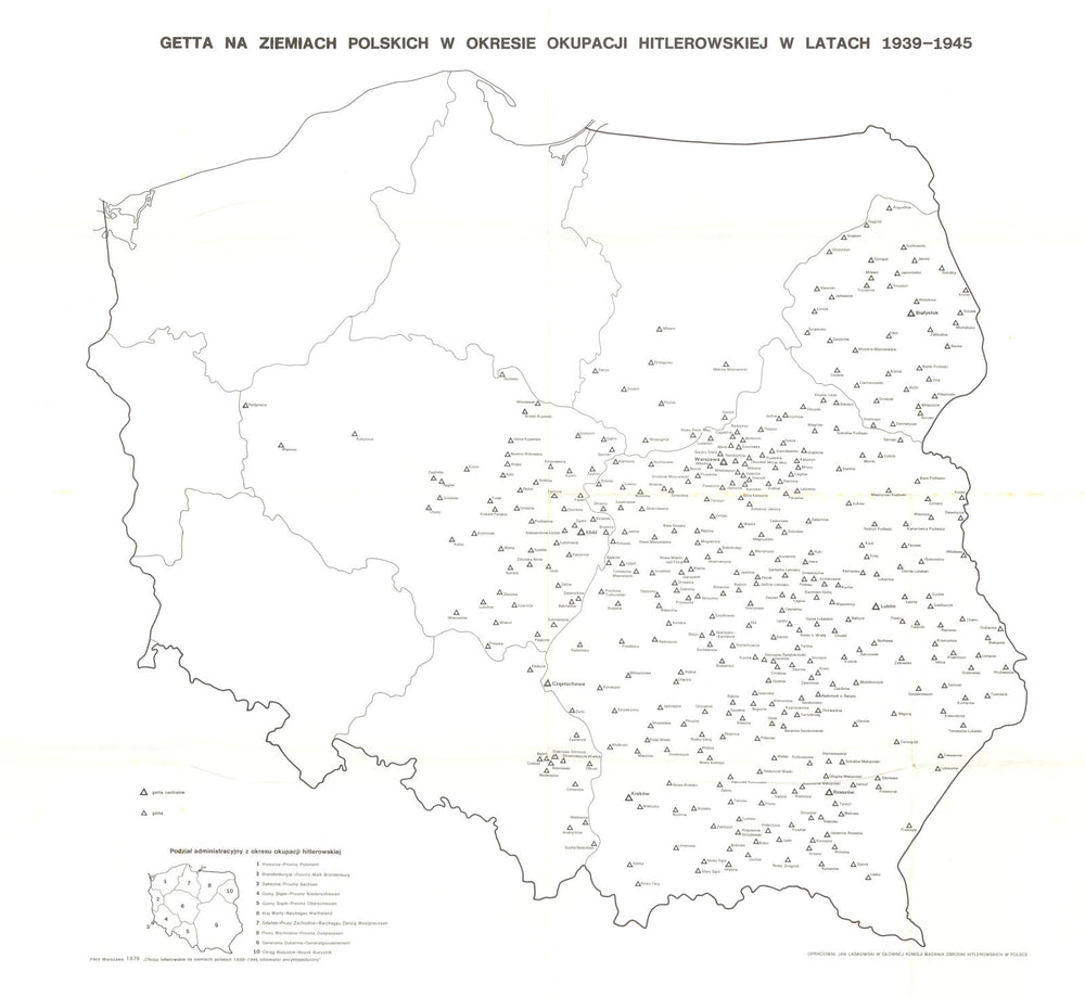 Ghettos in Poland during the occupation—WW2—PWN—Nazi Crimes Commission 1979 map