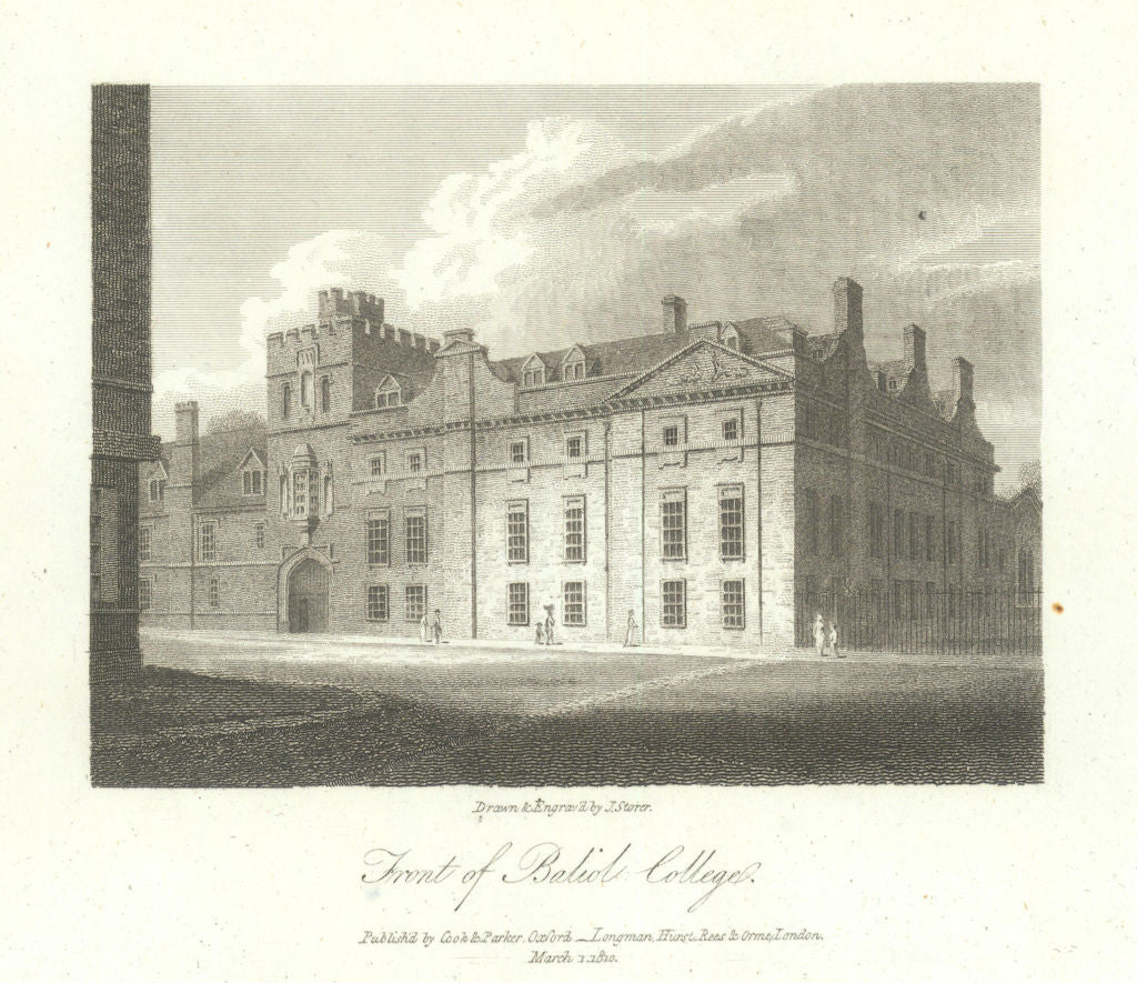View of the front of Balliol College, Oxford by James Storer for ...