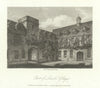 Antique view of part of Lincoln College, Oxford by John Greig for Chalmers 1810
