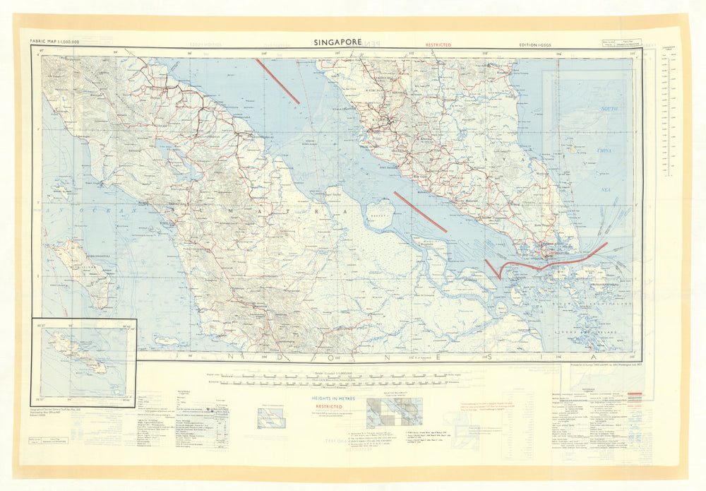 GSGS Restricted silk Malayan Emergency escape/evasion map—Singapore—Penang 1957