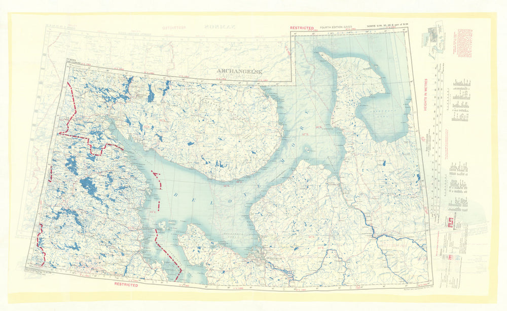 GSGS Restricted Cold War silk escape map—Archangel—North Scandinavia—Russia 1953