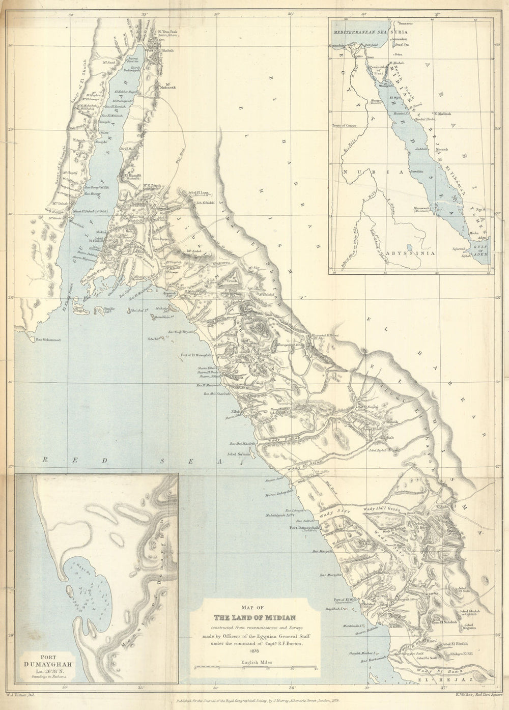 The Land of Midian—Richard Burton—Arabia ancient cities Exploration—RGS 1879 map