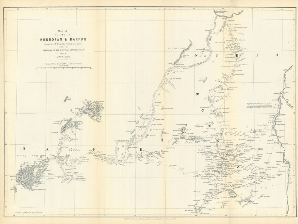 Kordofan & Darfur Expedition—1875-1876 William John Turner—Sudan—RGS 1879 map