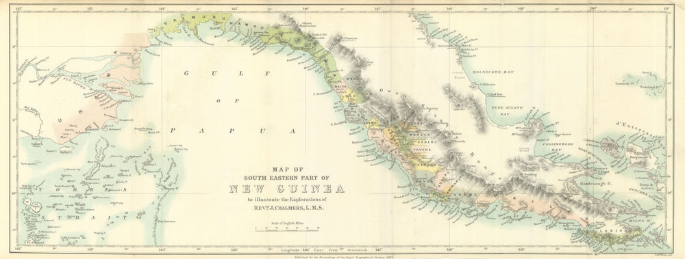 Map of South Eastern Part of New Guinea—James Chalmers Expedition—RGS 1887