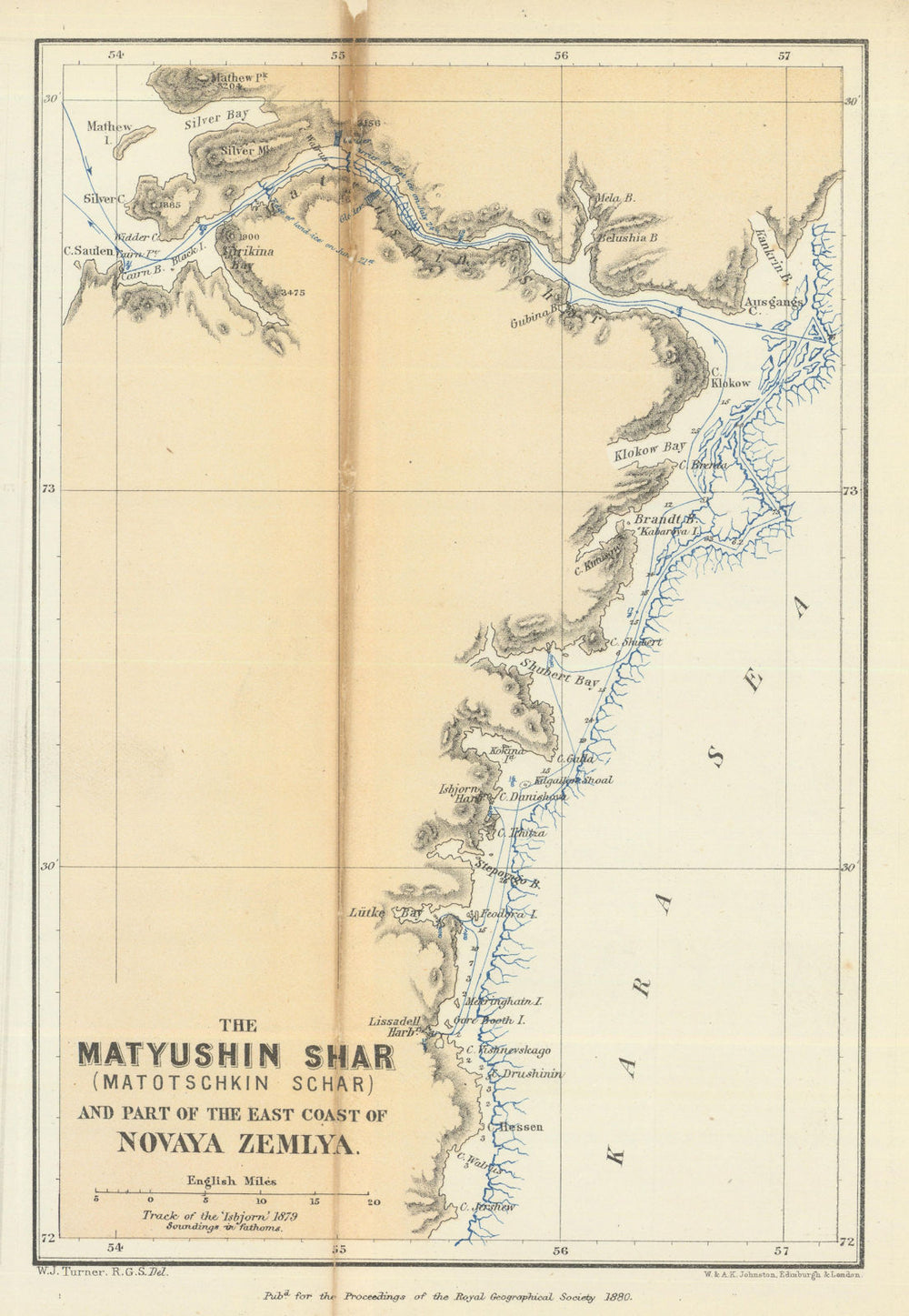 The Matochkin Schar and Part of the East Coast of Novaya Zemlya — RGS 1880 map