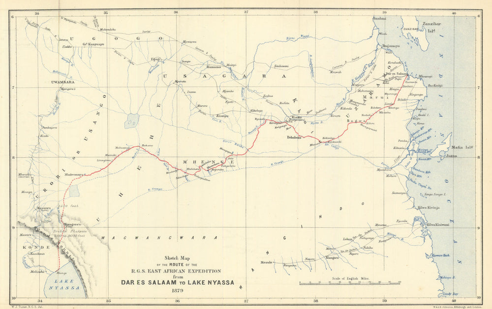 R.G.S. East African Expedition—Dar Es Salaam to Lake Nyassa 1879—RGS 1880 map
