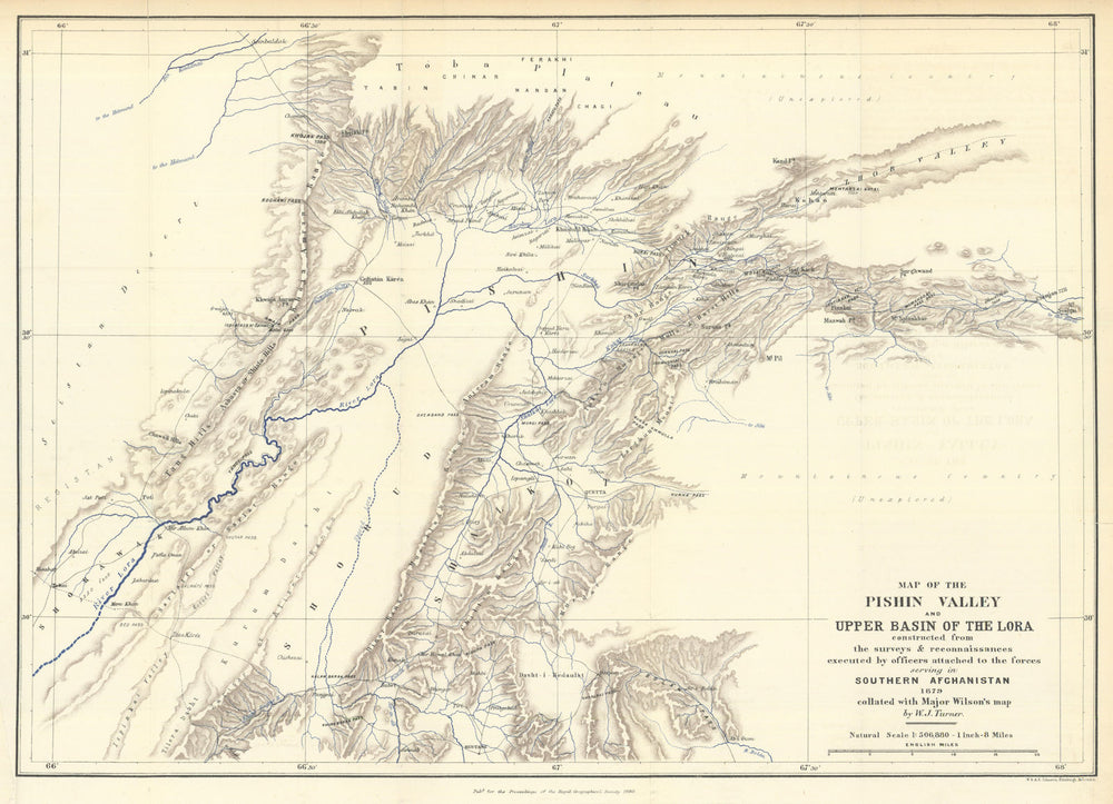 RGS Great Game frontier—Pishin Valley/Upper Lora—Afghanistan—Pakistan 1880 map