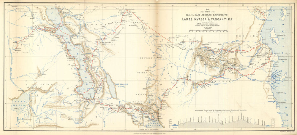 RGS East African Expedition to Lakes Nyassa & Tanganyika—Joseph Thomson 1880 map