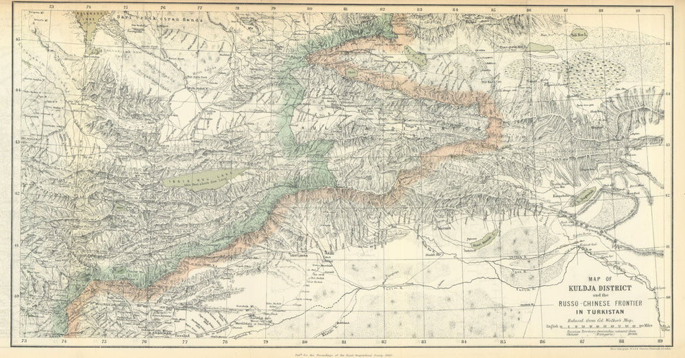 Kuldja District—Russo-Chinese Frontier—Turkistan—Great Game border—RGS 1880 map