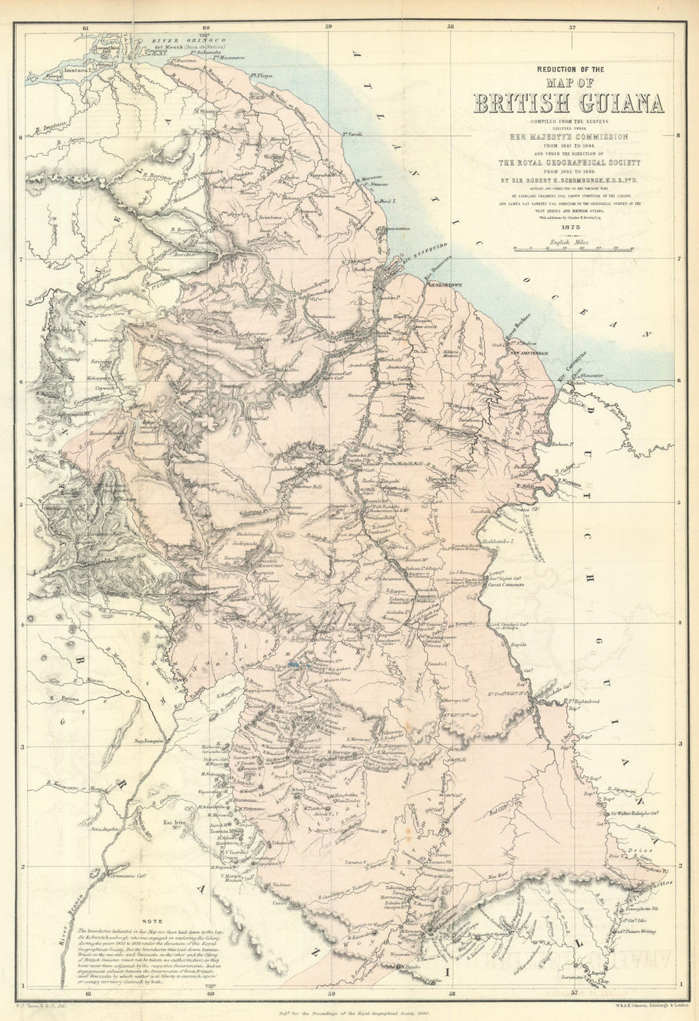 British Guiana & the Schomburgk boundary—Venezuela border dispute—RGS 1880 map