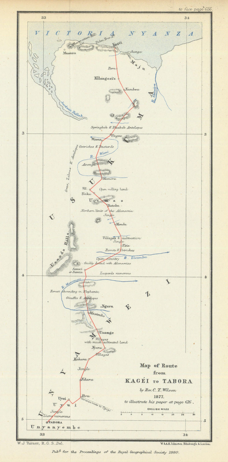 Kagéi to Tabora route—Charles Wilson 1877—Tanzania—Lake Victoria—RGS 1880 map