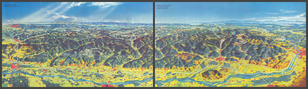 Schwarzwald—Black Forest—panoramic bird's eye view map—Heinrich Berann 1968