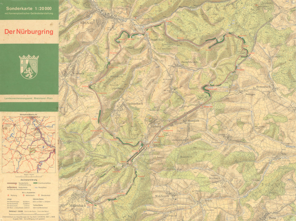 Der Nürburgring—Sonderkarte—Nordschleife—Motorsport circuit relief map 1969