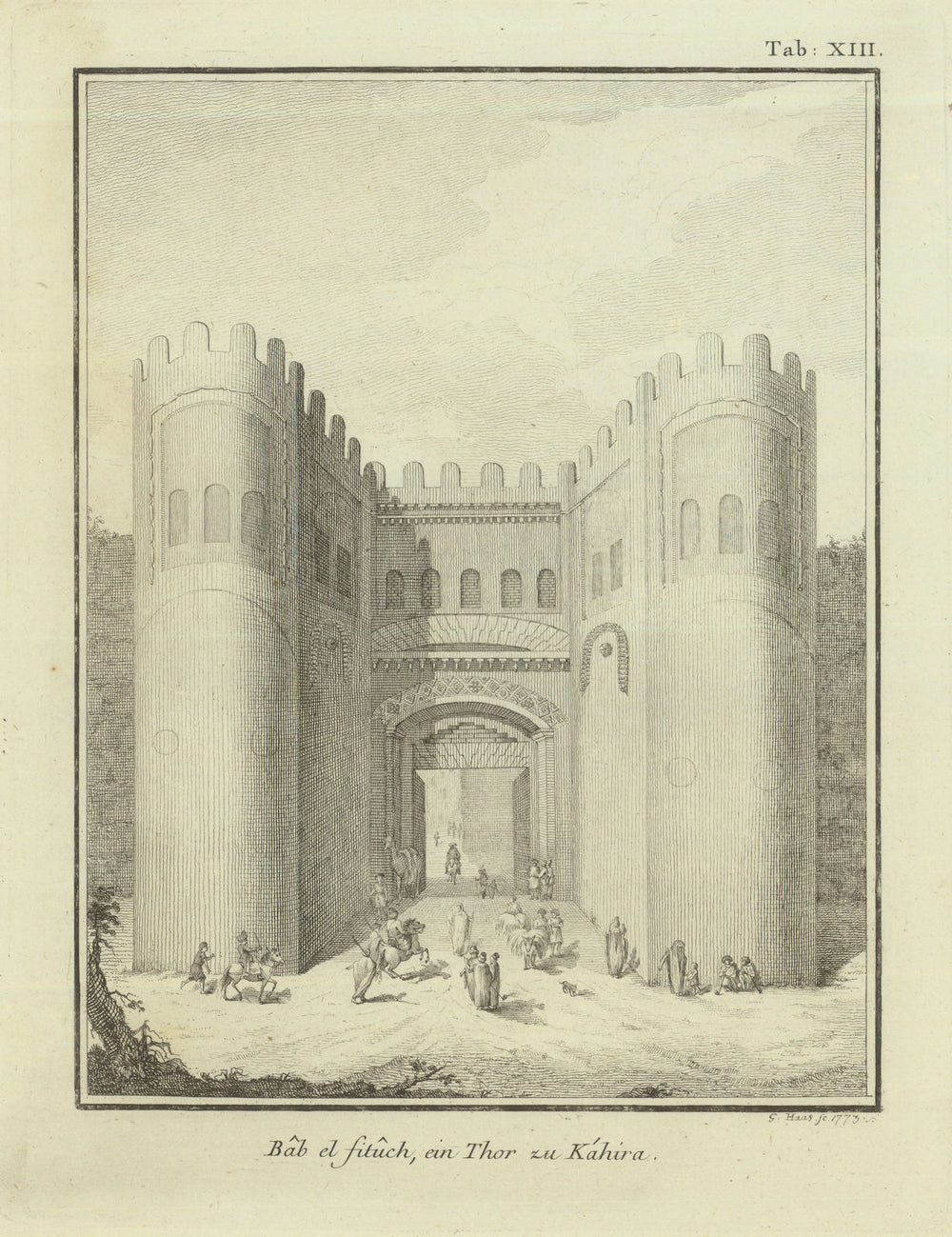 Bâb el fitüch, ein Thor zu Káhira—Cairo Bab al-Futuh gate—Niebuhr/Haas 1773
