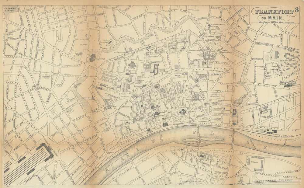 FRANKFURT AM MAIN antique town plan city map. Germany. BRADSHAW 1902 old
