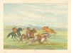 Native Americans—Comanche warrior screened beside horse—Texas—Catlin 1841 (1892)