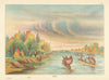 Native Americans—Sailing canoes with blankets—Sauk/Meskwaki—Catlin 1841 (1892)