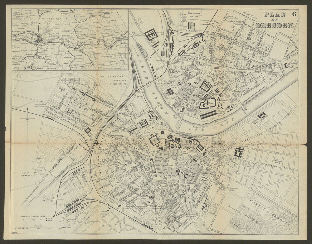 DRESDEN. Antique town plan. City map. Germany. BRADSHAW 1895 old