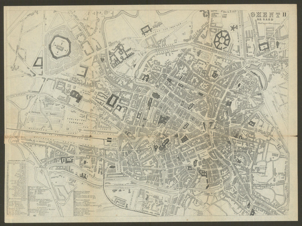 GHENT GENT GAND. Antique town plan. City map. Belgium. BRADSHAW 1895 old