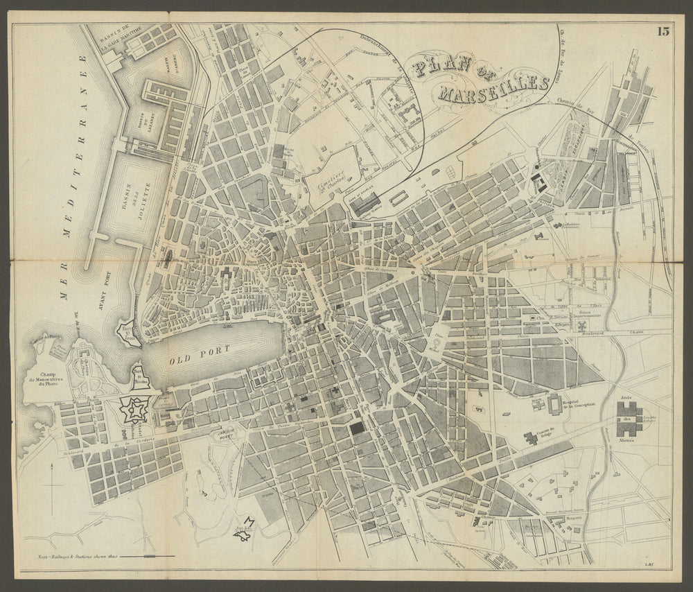 MARSEILLES. Antique town plan. City map. France. BRADSHAW 1895 old