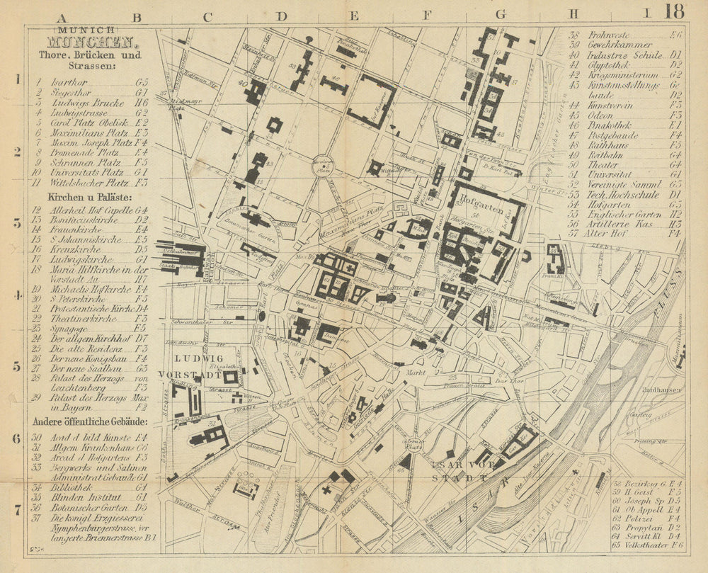 MUNICH MÜNCHEN MUNCHEN. Antique town plan. City map. Germany. BRADSHAW 1895