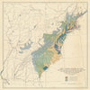 United States in 1790—Early European/British Settlements Map—J.R.H. Moore 1912