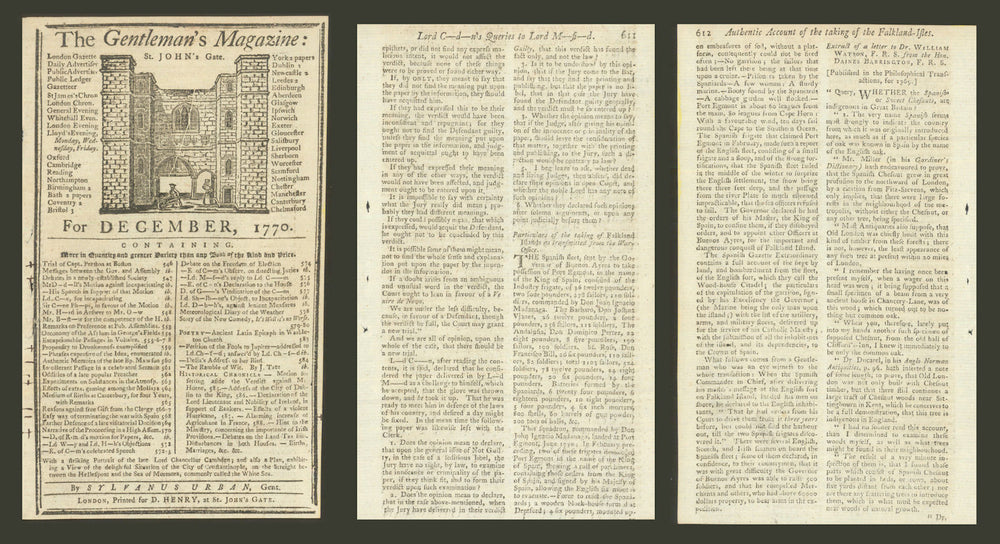 Falkland Islands—Spanish capture of British Port Egmont—Gents Mag report 1770
