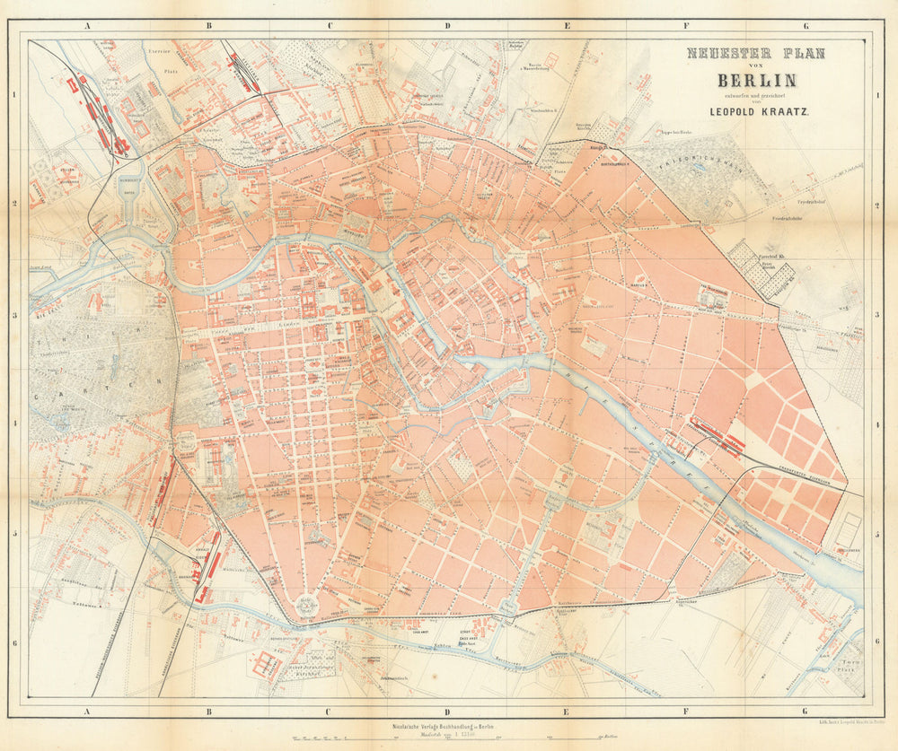 Neuester Plan von Berlin, entworfen und gezeichnet von Leopold Kraatz 1864 map