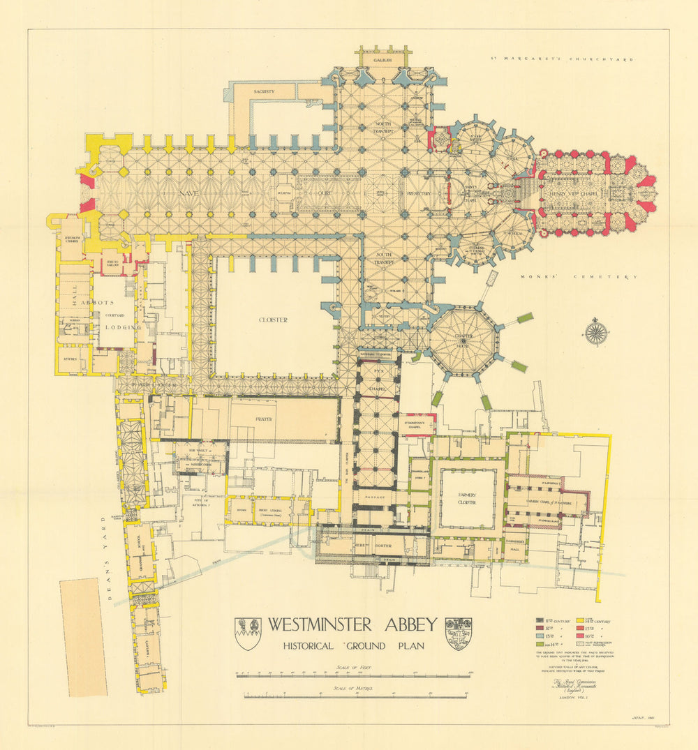 Westminster Abbey—historical architectural ground plan—Royal Commission 1924 map