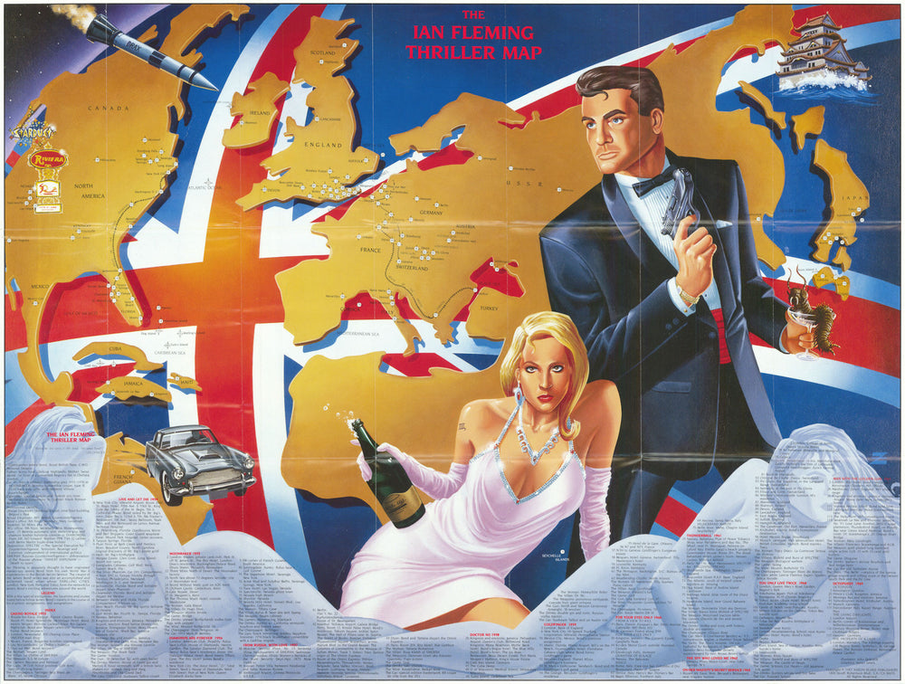 Ian Fleming—James Bond—literary world map of 007’s adventures—Zeleznik 1987