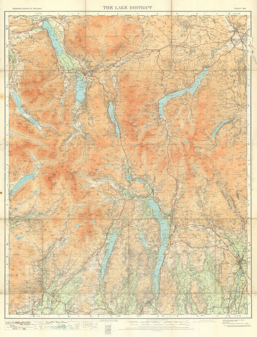 The Lake District—Ordnance Survey—folding tourist relief map 1933