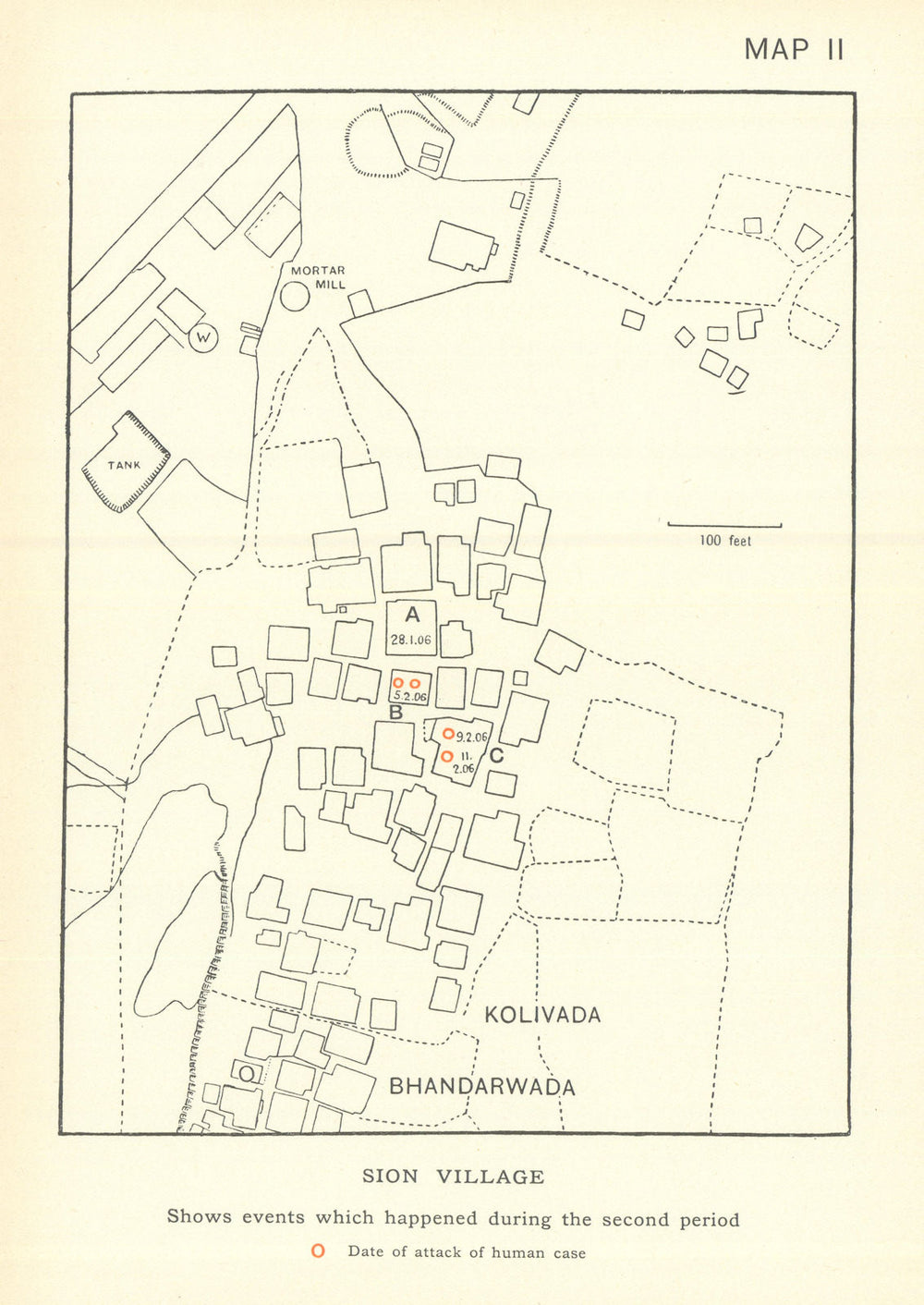 3rd Plague Pandemic—Mumbai—Bombay—Sion Village—Jan/Feb 1906 cases—dot map 1911