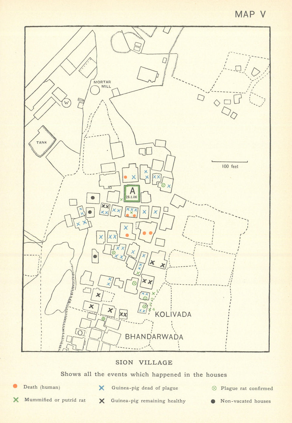 3rd Plague Pandemic—Mumbai—Bombay—Sion Village—plague cases—dot map 1911