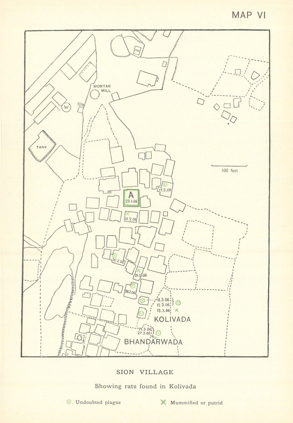 3rd Plague Pandemic—Mumbai—Bombay—Sion Village—Koliwada rats found—dot map 1911