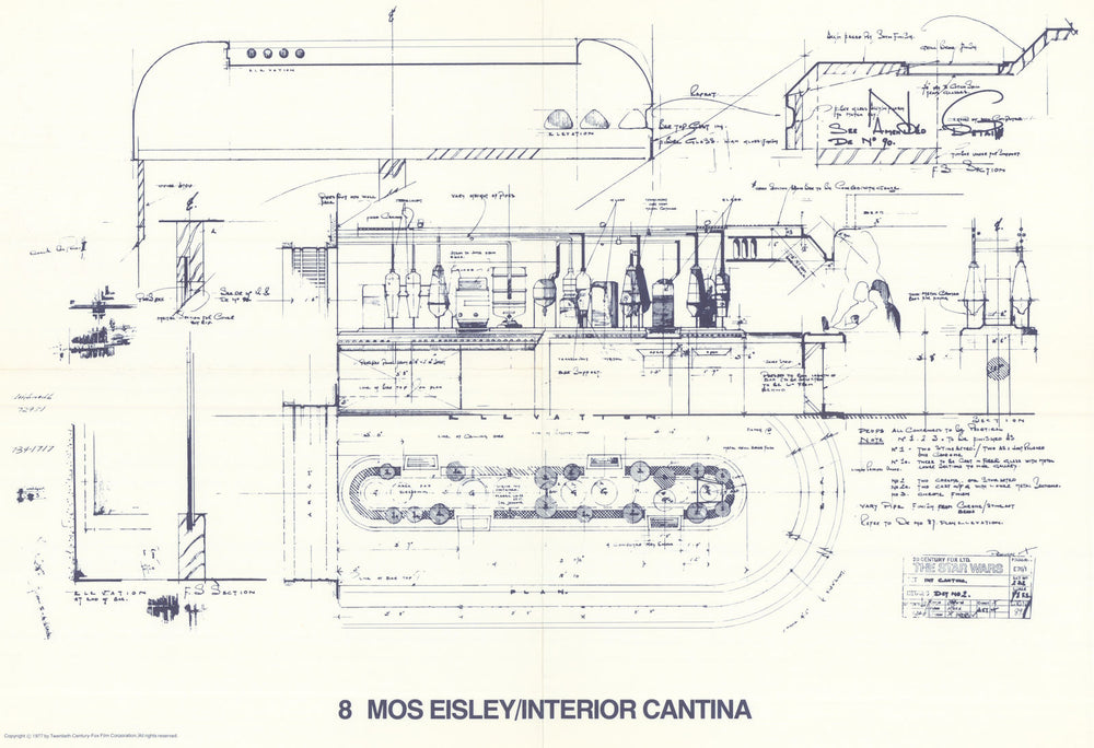 Mos Eisley Cantina interior—Star Wars set blueprint—20th Century Fox  1977 map