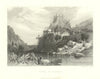 Antique view of the Ruins at Ettaia, India — Stanfield/Finden 1856 old print