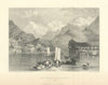 Antique view of Interlachen [Interlaken], Switzerland — Fullarton 1856 print