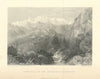 Antique view of Jumnoutri/Yamnotri & the Cone, Himalaya — India — Creswick 1856