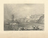Antique view of Malta and Valletta Harbour — Turner/Finden 1856 old print