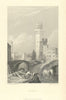 Antique view of Padua's canal and civic tower — Italy — Stanfield/Finden 1856
