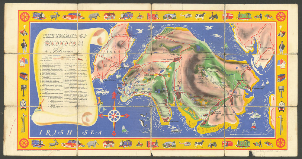 Railway Map of the Island of Sodor. Thomas the Tank Engine. Rev. W Awdry 1958