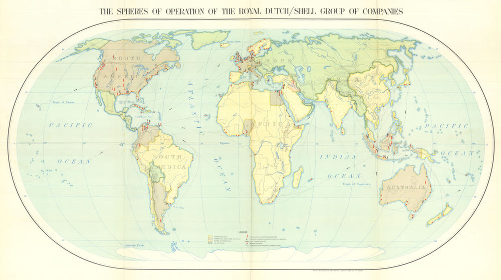 The Spheres of Operation of the Royal Dutch/Shell Group of Companies 1950 map