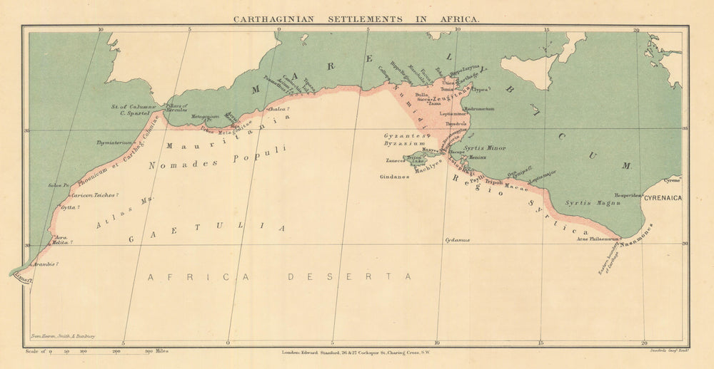 Carthaginian settlements on the coast of North Africa—Bolton 1895 old map