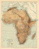 Orographical relief map of Africa—Bolton 1895 old antique plan chart
